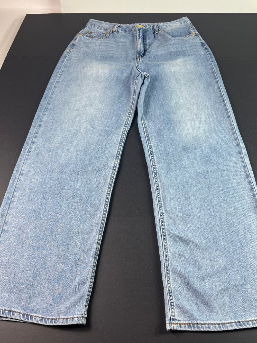 Oat New York Jeans Womens 30x29* High Rise Wide Leg Blue Cloud Luxe Denim Tag 30